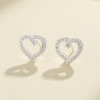 Joyas exquisitas estilo retro pendientes en forma de corazón de plata para mujeres 925