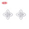 Fine Jewelry 925 Sterling Silver Cubic Zirconia Flower Pattern Stud Earring