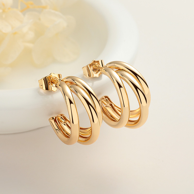 18K gold-plated C-shaped earrings