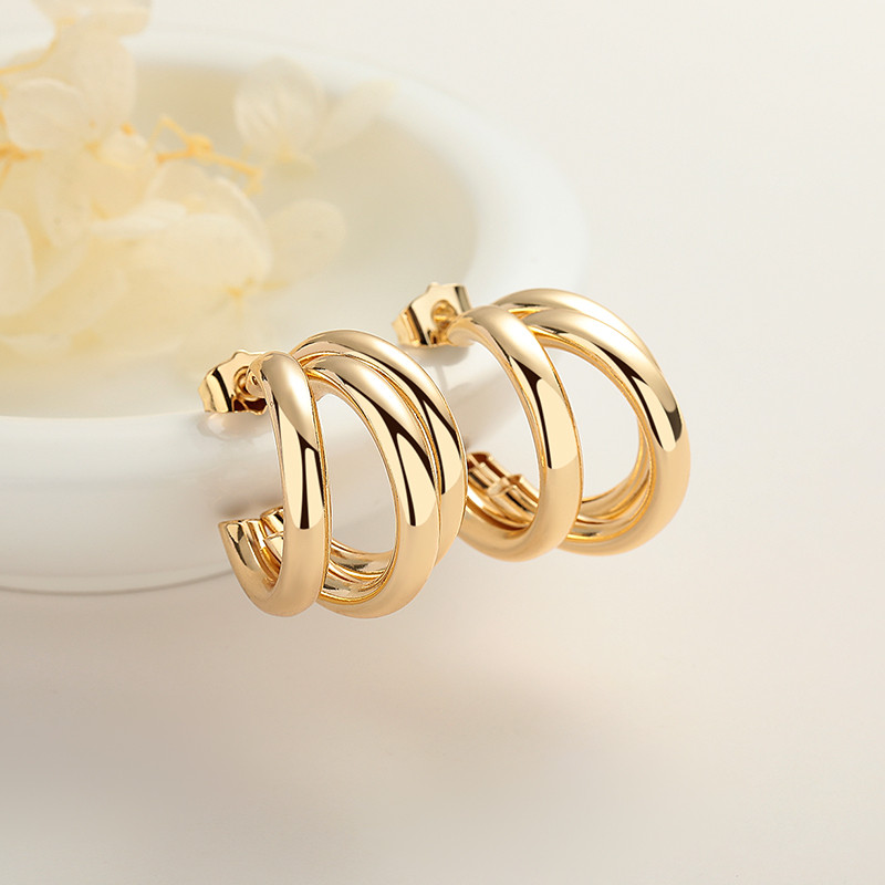 18K gold-plated C-shaped earrings