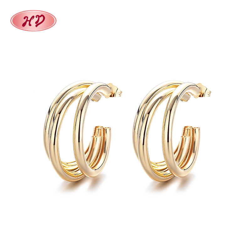 18K gold-plated C-shaped earrings