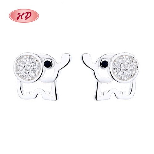 Custom Elephant Pattern 925 Classic Vintage Fine Jewelry Stud Earrings