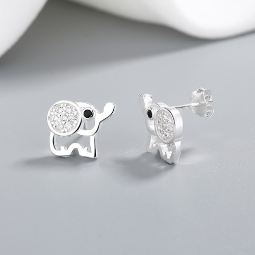 Custom Elephant Pattern 925 Classic Vintage Fine Jewelry Stud Earrings