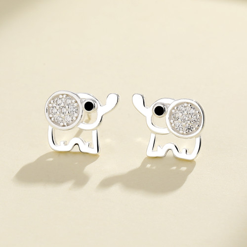 Custom Elephant Pattern 925 Classic Vintage Fine Jewelry Stud Earrings