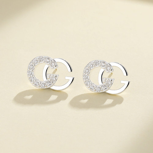 Custom Cc Pattern Cubic Zirconia Wholesale Designer Inspired Custom Stud Earrings