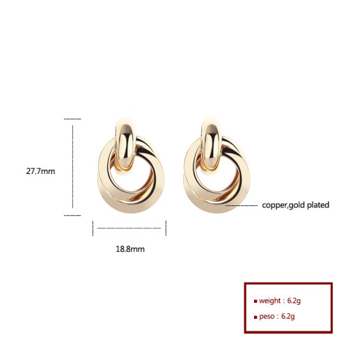 Fashion Jewelry Wholesale Trendy Accessories 18K Gold-Plated Geometric Circular Earrings