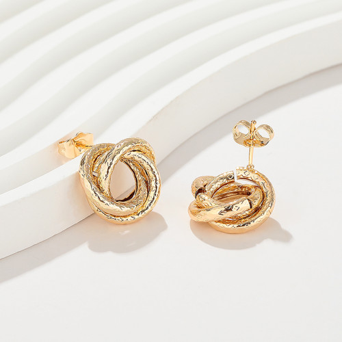 Brass Classic Hollow Mini Knot Earrings 18K Gold Plated Copper Jewelry Fashion Hoop Earings