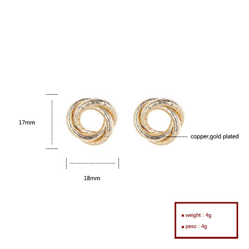 Brass Classic Hollow Mini Knot Earrings 18K Gold Plated Copper Jewelry Fashion Hoop Earings