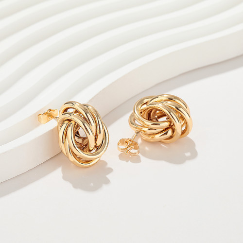 Brass Twisted Earrings Solid Color Earrings For Women'S Daily Wear Fashion Jewelry Wholesale