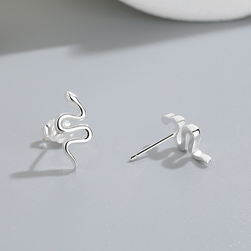 Captivating 925 Sterling Silver Serpent Stud Earrings