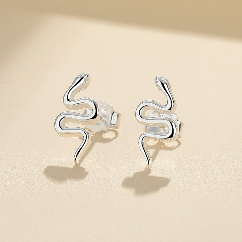 Captivating 925 Sterling Silver Serpent Stud Earrings