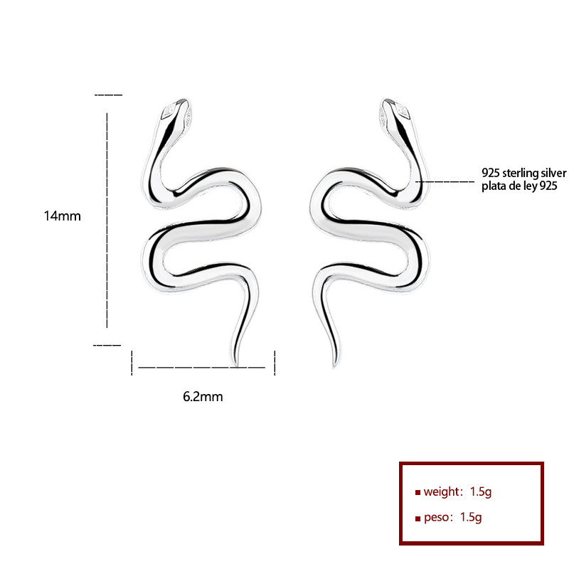 ¡Encantador clavo de oreja de serpiente de plata esterlina 925