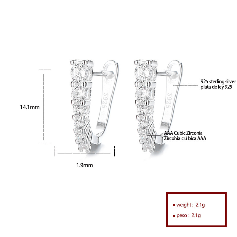 ¡Pendientes de Zirconia cúbica de plata esterlina brillante 925