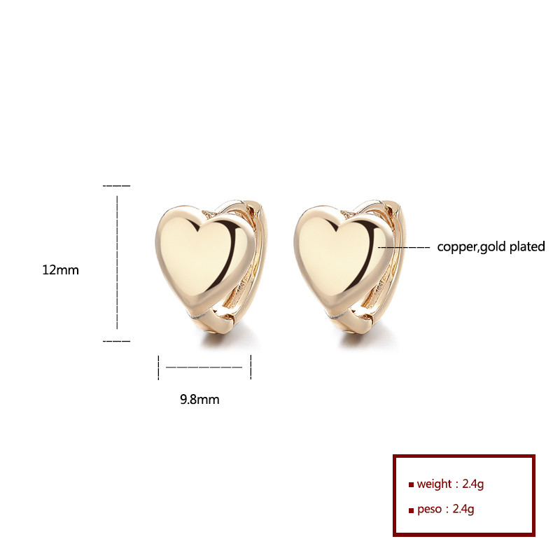 pendientes en forma de corazón dorados de 18k