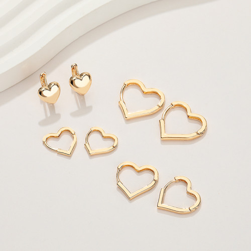 Fashion Jewelry Wholesale In Stock Fashion Buckle Brass Heart-Shaped Earrings For Women'S Parties