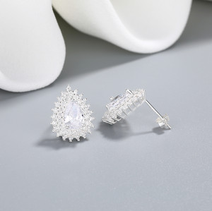 Hengdian Fine Jewelry Water Cubic Zirconia 925 Sterling Silver Earrings Wholesale