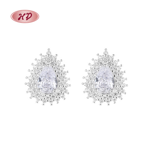 Hengdian Fine Jewelry Water Cubic Zirconia 925 Sterling Silver Earrings Wholesale