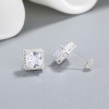 se vende bien al por mayor, brillante encanto, zircon cuadrado pendientes 925 de plata esterlina