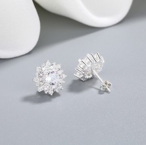 Hengdian Fine Jewelry Wholesale Aaa Cubic Zirconia 925 Sterling Silver Earrings