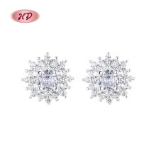 Hengdian Jewelry wholesale AAA Cube 925 pendientes de plata esterlina joyeria zirconia