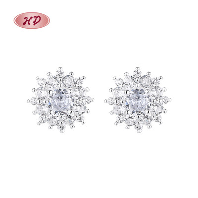 Hengdian Jewelry wholesale AAA Cube 925 pendientes de plata esterlina joyeria zirconia