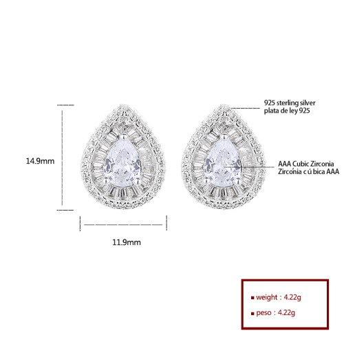 Fine Jewelry For Women Water Aaa Cubic Zirconia 925 Silver Stud Earrings