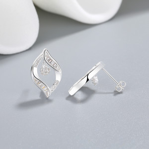 Fine Jewelry Unique And Elegant Accessory Cubic Zirconia S925 Silver Eye Stud Earrings