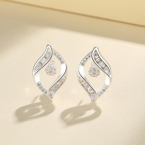 Fine Jewelry Unique And Elegant Accessory Cubic Zirconia S925 Silver Eye Stud Earrings