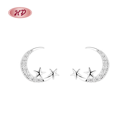 Hengdian Wholesale Moon And Star 925 Sterling Silver Aaa Cubic Zirconia Fine Jewelry