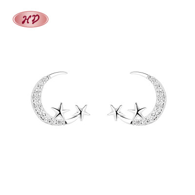 Hengdian Wholesale Moon And Star 925 Sterling Silver Aaa Cubic Zirconia Fine Jewelry