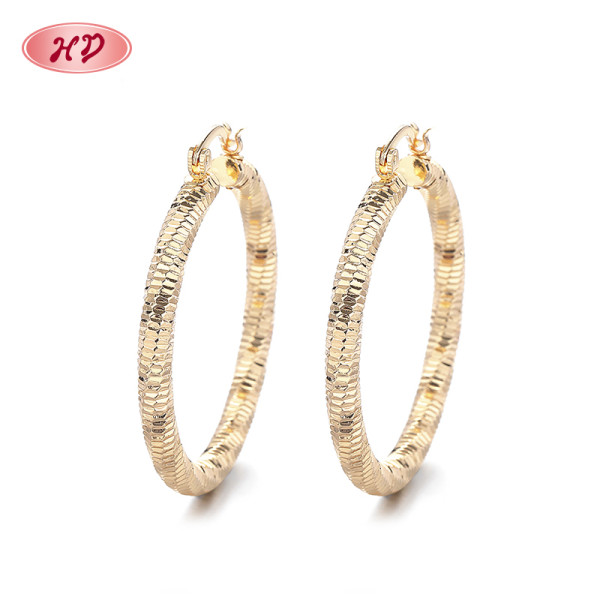 Vintage Style Jewelry Wholesale Circular Design Fashion Accessories 18K Gold-Plated Hoop Earrings