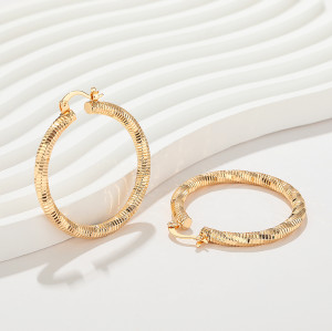 Vintage Style Jewelry Wholesale Circular Design  Fashion Accessories 18K Gold-Plated Hoop Earrings