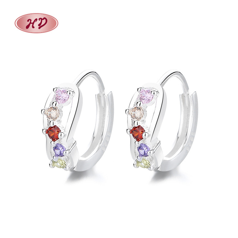 S925 Silver Zircon Hoop Earrings