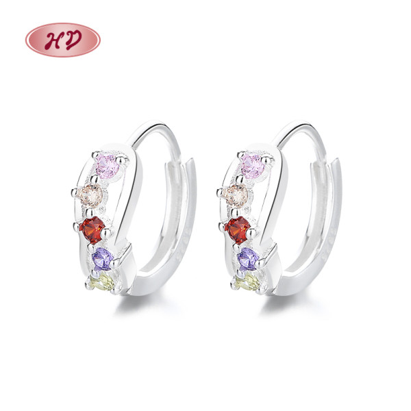 Pendientes de circonita cúbica chapados en plata de colores para regalo, joyería fina para mujer.
