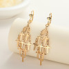 Fashion Jewelry Wholesale 2024 New Arrival Fashionable Religious Brass Gold Cross Dropped Earrings