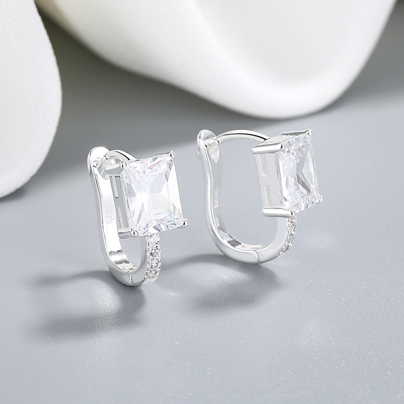 S925 Silver Zircon Hoop Earrings