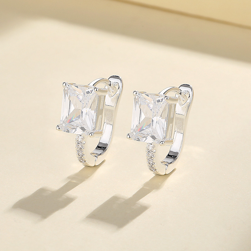 S925 Silver Zircon Hoop Earrings