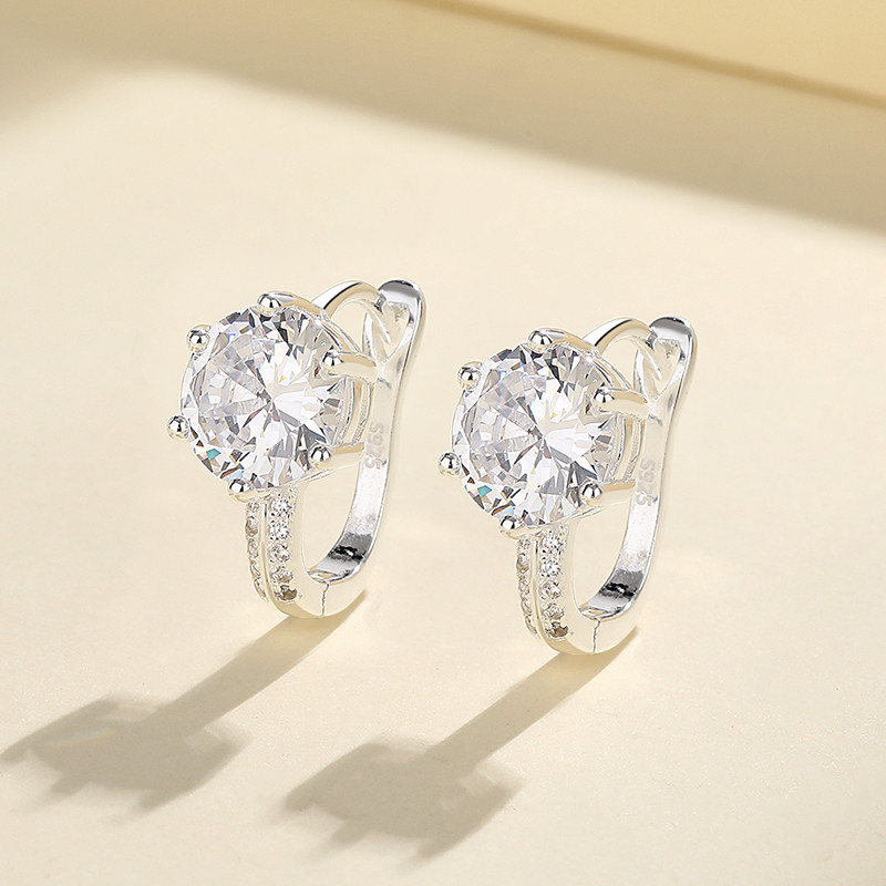 S925 Silver Zircon Hoop Earrings