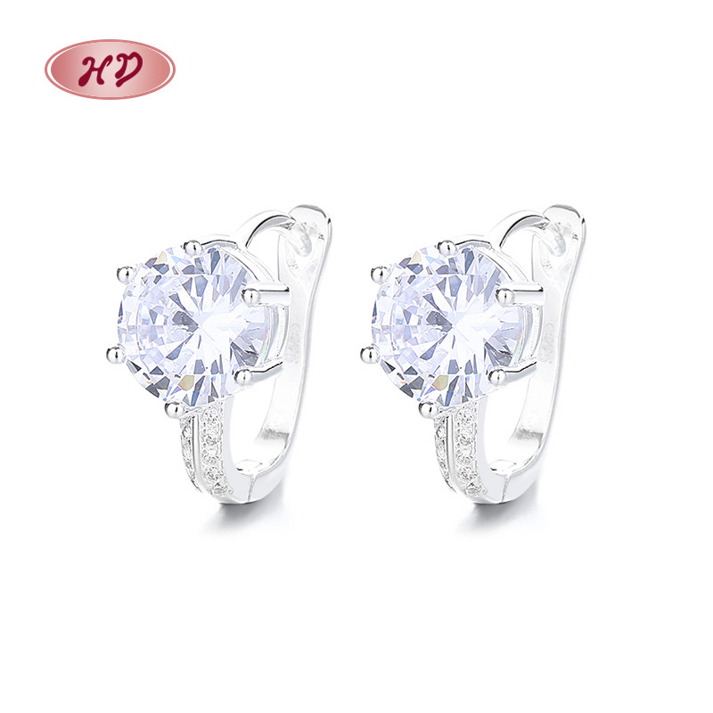 S925 Silver Zircon Hoop Earrings