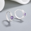 Purple Zircon Ladies' Gift Fashion Cz Jewelry Wholesale Versatile Stylish 925 Earrings