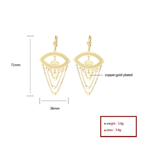 Hdfashion Eye Vintage Style Jewelry Wholesale 18K Gold Plated Earrings