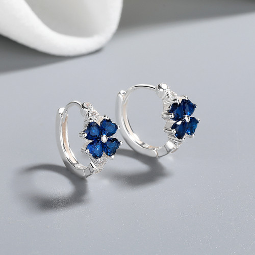 Blue Zirconia Flower hdfashion CZ Jewelry wholesale 925 Silver pendientes joyeria mayors