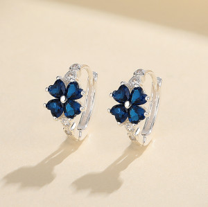 Blue Zircon Flower Hdfashion Cz Jewelry Wholesale 925 Silver Earrings