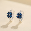 Blue Zirconia Flower hdfashion CZ Jewelry wholesale 925 Silver pendientes joyeria mayors