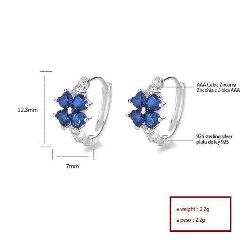 Blue Zircon Flower Hdfashion Cz Jewelry Wholesale 925 Silver Earrings