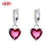 Joyas de moda en forma de corazón rosa chapadas en rodio retro 925 Sra. gotas de plata esterlina