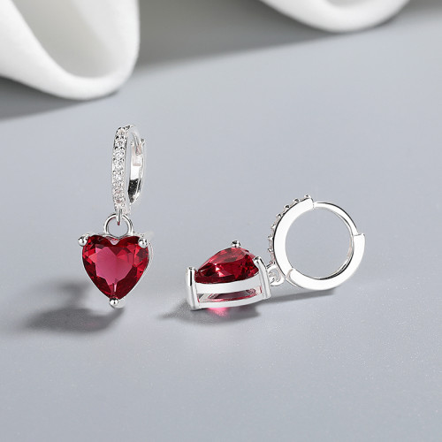 Pink Heart Shape Fashion Jewelry Wholesale Vintage 925 Sterling Silver Drop Earrings