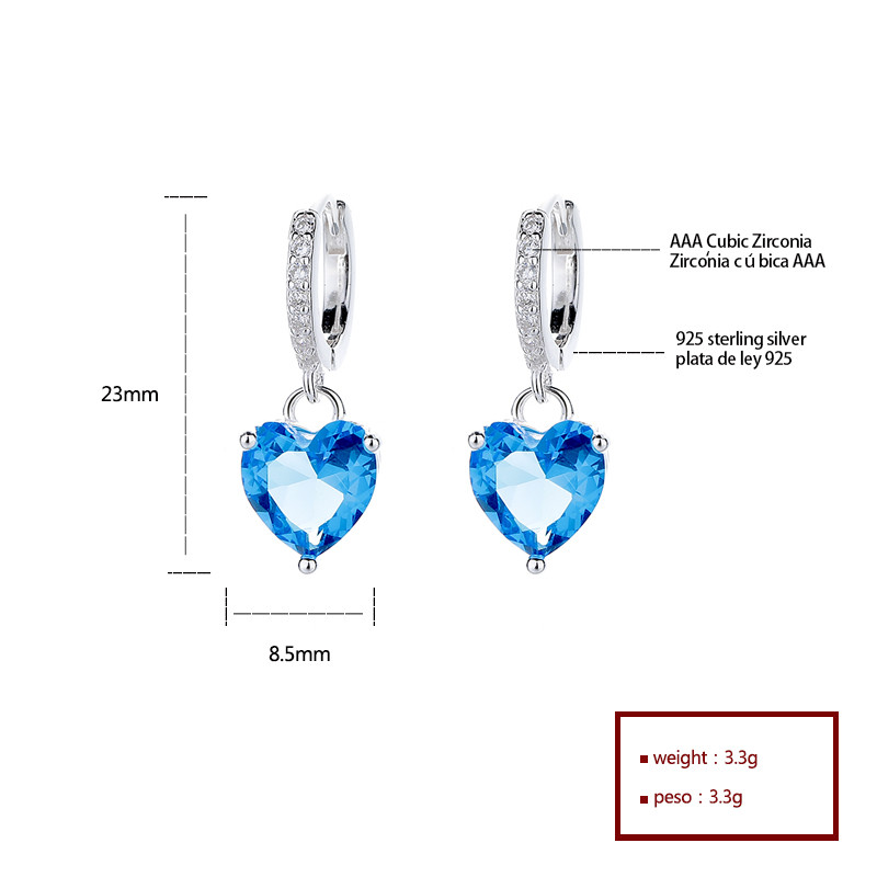 S925 Silver Heart-Shaped Zircon Earrings