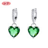 Fashion Jewelry For Women Vintage 925 Sterling Silver Zircon Green Heart Drop Earrings