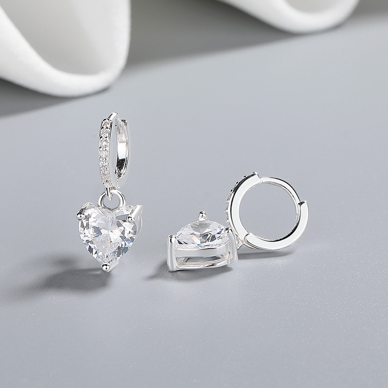 S925 Silver Heart-Shaped Zircon Earrings